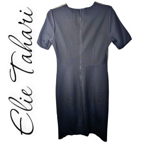 ELIE TAHARI Emily Lamb Suede Colorblock Sheath Dress, Size 6 - Picture 4 of 10